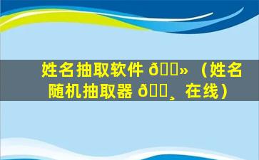 姓名抽取软件 🌻 （姓名随机抽取器 🕸  在线）